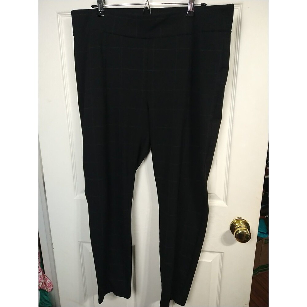 Ellen Tracey Woman XL Pants Effortless Elastic Waist Windowpane Taper Stretch